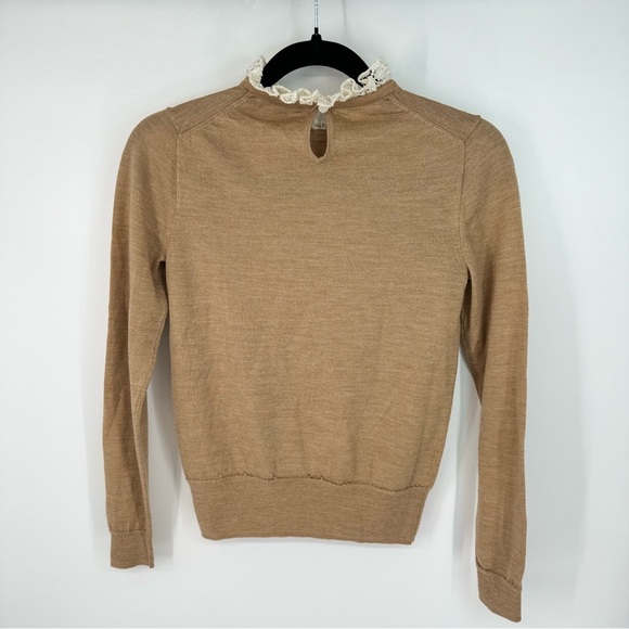 J. Crew Sweaters - J. Crew Merino Wool Camel Tan Old Money Sweater with Lace Collar
